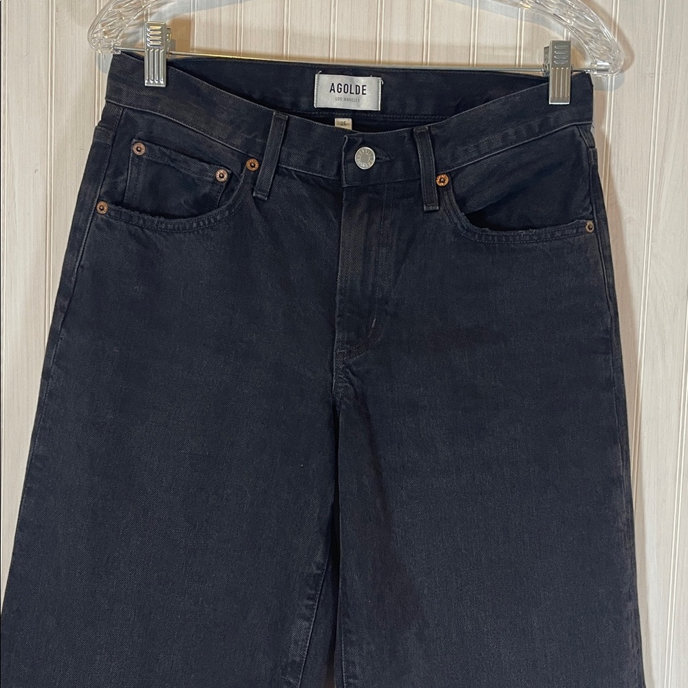 Agolde Clara Wide Leg High-Rise Jeans in Washed Black - Picture 3 of 8